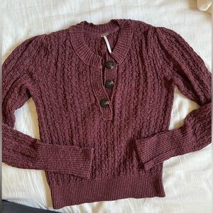 Free people Knit Button-Up Sweater - Brown M
